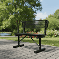 thumbnail image 1 of AwayHome 4ft Heavy Duty Mesh Metal Outdoor Park Bench with Backrest & Steel Frame,Black, 1 of 8
