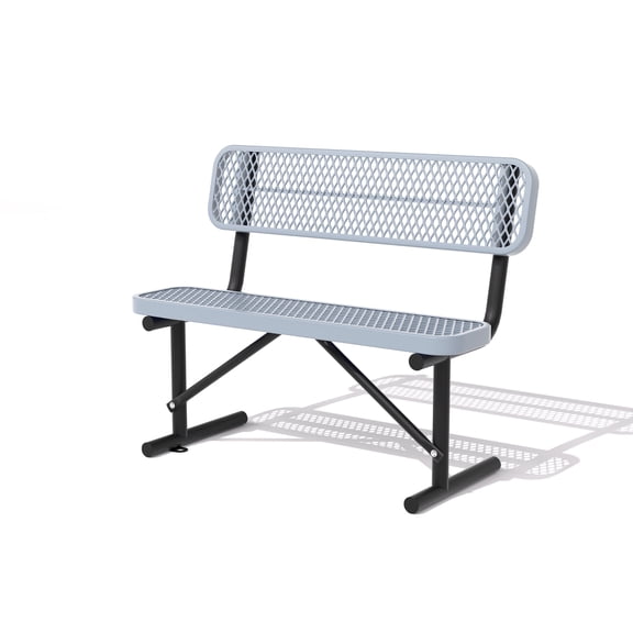 AwayHome 4ft Heavy Duty Mesh Metal Outdoor Park Bench with Backrest & Steel Frame,Gray