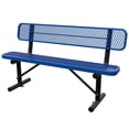 thumbnail image 1 of AwayHome 6ft Heavy Duty Mesh Metal Outdoor Park Bench with Backrest & Steel Frame,Blue, 1 of 7