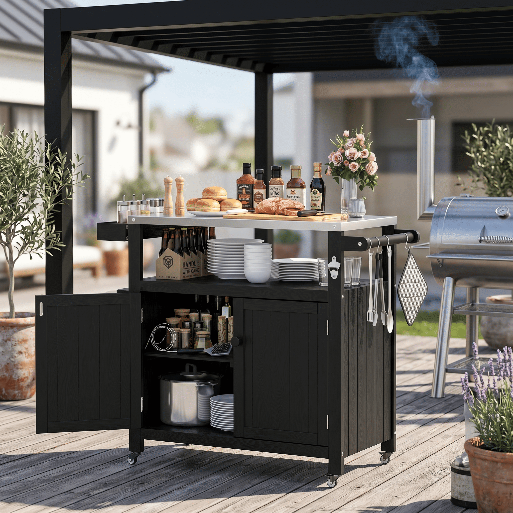 Weber Pulse 200 Electric Grill, Mobile Outdoor Stand with Foldable