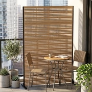 AwayHome Outdoor Privacy Screen 72 Metal Fence Panel, Freestanding Wind Resistant, Patio Balcony Divider, Matte Teak