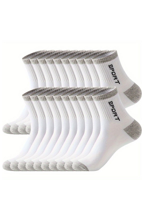 10 Pairs Men's Athletic Ankle Socks Cushioned Sweat-absorbing Breathable Sports Running Socks