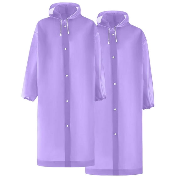Awdenio 2-Pack Reusable Rain Ponchos for Adults - Hooded Raincoats for Women/Men with Drawstring