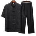 thumbnail image 1 of Awdenio 2 Piece Set for Men Traditional Long Sleeve Tang Kung Fu Uniform Men's Shirt and Pants Set, 1 of 3