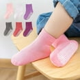 thumbnail image 1 of Awdenio 6 Pairs 1-7years Children's Socks Toddler Non Slip Socks, Solid Color Cute Baby Socks with Grips Crew Socks, 1 of 3