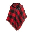 thumbnail image 1 of Awdenio Baby Hats & Caps , Girl's Fashion Plaid Shawl Wrap Cape Cardigan Horn Button Children Scarf Cloak, 1 of 2