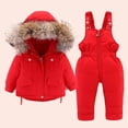 thumbnail image 1 of Awdenio Baby Kids' One-Piece Rompers, Winter Baby Boys Girls Thickened Down Jacket Strap Pants Two-piece Suit, 1 of 3