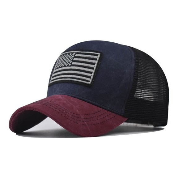 Awdenio Baseball Cap Embroidery USA Flag Vintage Baseball Cap Washed Denim Trucker Cap Canvas Sun Hat for Men Women Adjustable