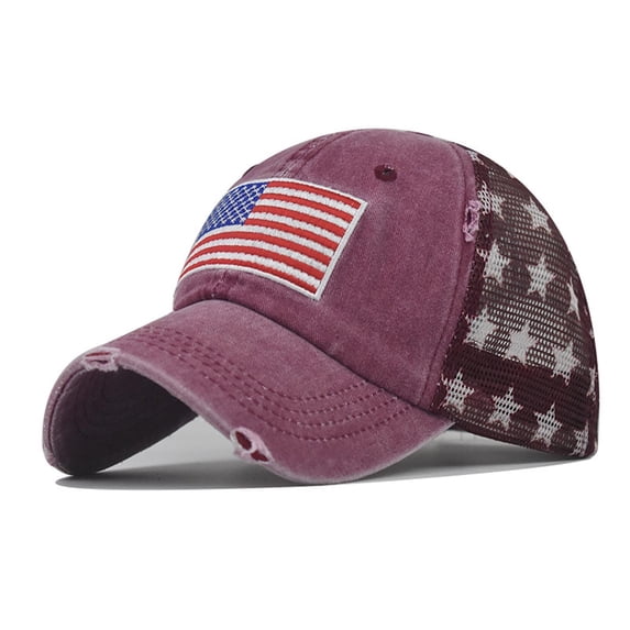 Awdenio Baseball Cap Unisex Outdoor American Flag Independence Day Washed Baseball Cap Outdoor Soft Top Cap