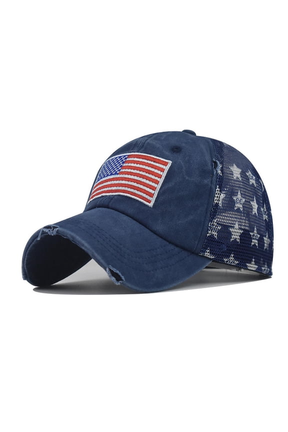 Awdenio Baseball Cap Unisex Outdoor American Flag Independence Day Washed Baseball Cap Outdoor Soft Top Cap