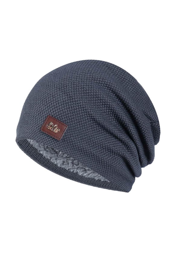Awdenio Beanies Hats Knitted Hat Men And Winter Solid Color Piles Of Tab Hats Keep Warm Ski Plus Velvet Hat