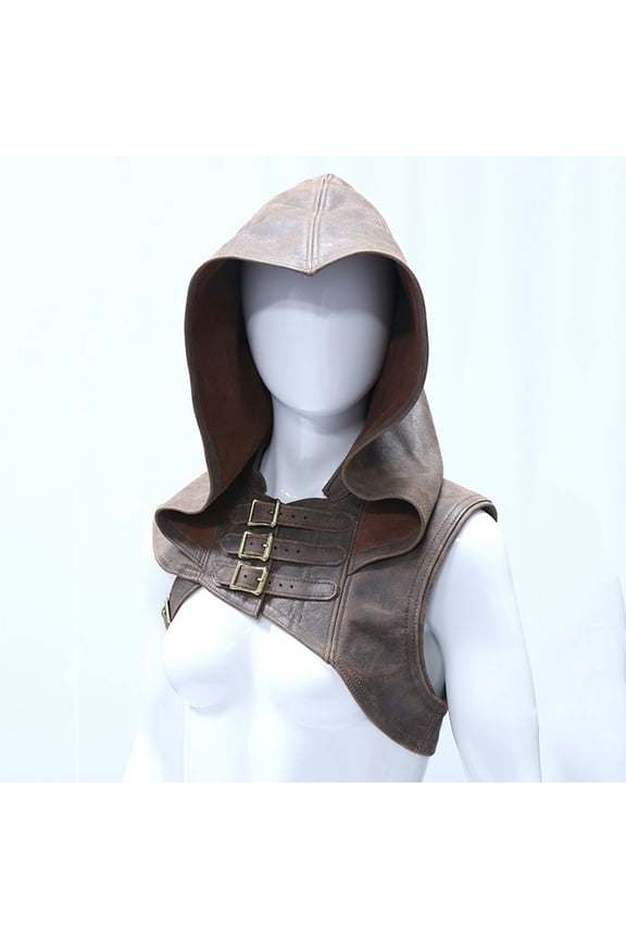 Awdenio Beanies Hats Medieval Retro Buckle Shoulder Guards Leather Stage Performance Suit Shoulder Guards Hat