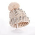 thumbnail image 1 of Awdenio Beanies Hats Mom And Baby Rhinestone Knitting Wool Hemming Hat Keep Warm Winter Ball Hat Cap, 1 of 4