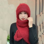 Awdenio Beanies Hats Winter Women Solid Color Fashion Padded Thickened Hat Scarf Warm Ear Protection Head Warm Wind And Snow Hat