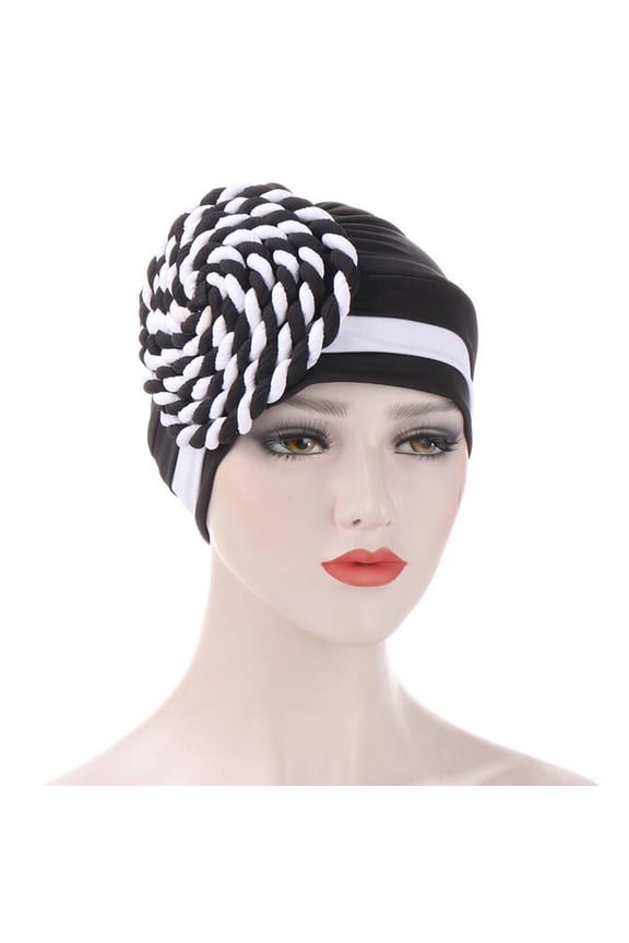 Awdenio Beanies Hats Women India Hat Patchwork Braid Muslim Ruffle Chemo Hat Beanie Wrap Cap