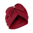 thumbnail image 1 of Awdenio Beanies Hats Women Solid Bowknot India Muslim Ruffle Chemo Hat Headwear Wraps Turbans Beanie Cap Headwraps, 1 of 2