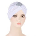 thumbnail image 1 of Awdenio Beanies Hats Women Solid Rhinestone India Muslim Ruffle Chemo Hat Wraps Turbans Beanie Cap Headwraps, 1 of 2