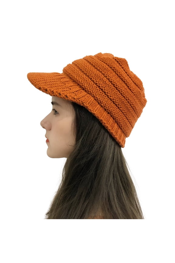 Awdenio Beanies Hats Women Stitching Outdoor Plush Hats Crochet Knit Beanie Cap Peaked Cap
