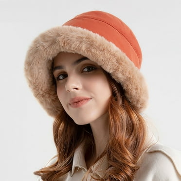 Awdenio Beanies Hats Women's Winter Plush Fisherman's Hat Ear Protection Versatile Pullover Hat Fashion Warmth Thickened Plush Basin Hat