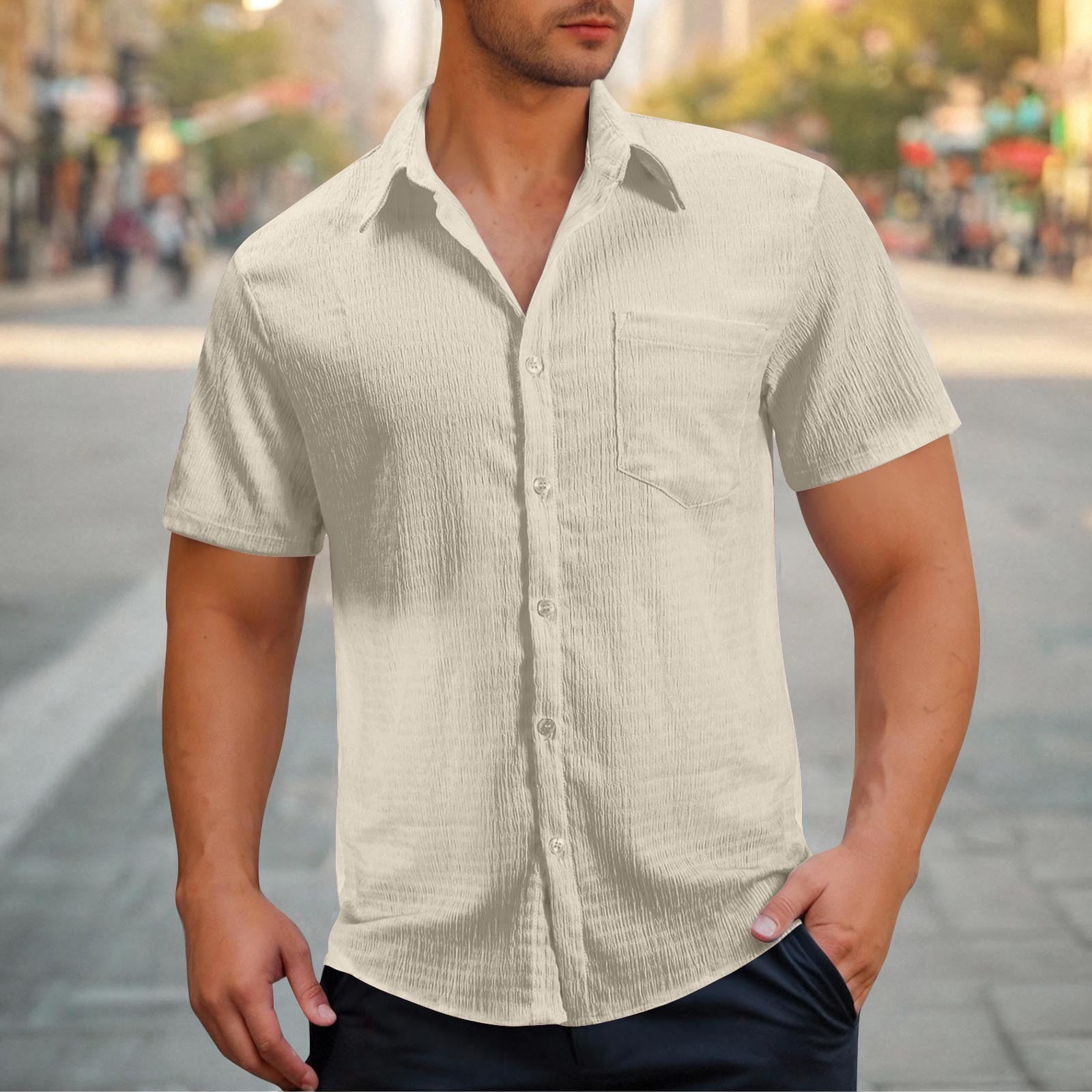 Awdenio Big and Tall Shirts for Men Short Sleeve Button Down Shirt