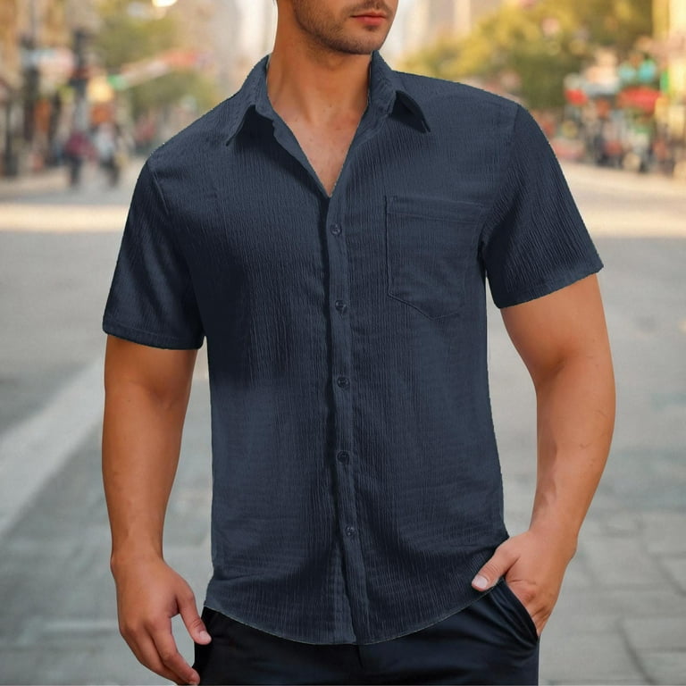 Dress Shirt Men's Big And Tall Casual Button Down Shirts