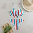 thumbnail image 1 of Awdenio Tummy Control Swimsuits for Women Triangle Bikini Set String Swimsuit Print Tie Smocked Ruched Two Piece Bathing Suit, 1 of 7