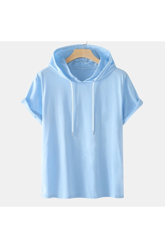 Boys' Tops, Tees & Shirts , Men Casual Solid Fashion Hooded Pullover Short Sleeve Sports T-Shirt Top