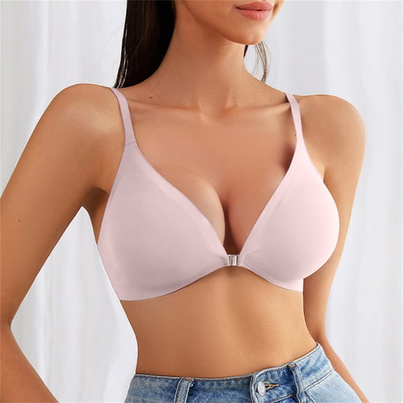 Awdenio Bras for Women , Ladies Traceless Comfortable No Steel Ring Breathable Gathering Front Opening Buckle Bra Woman Underwear