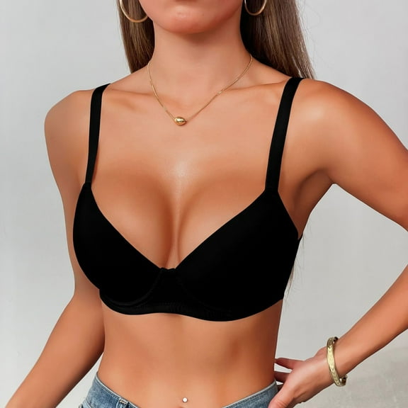 Awdenio Bras for Women Push Up Bra Underwire Lightly Lined Classic Plunge T-Shirt Bras