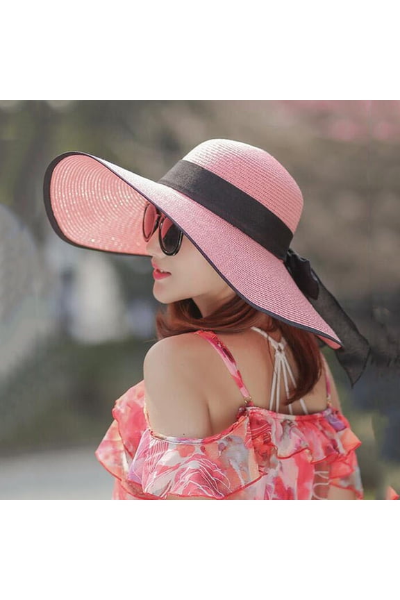 Awdenio Bucket Hats Women Big Sun Floppy Wide Hats New Bowknot Folding Beach Cap
