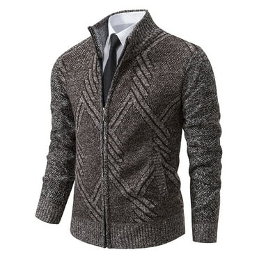 Awdenio Cardigan Sweaters for Men New Arrival Fall Winter Casual Cardigan Stand-up Collar Long Sleeve Pullover Jacket Thick Knit Quilted Sweater Jacket