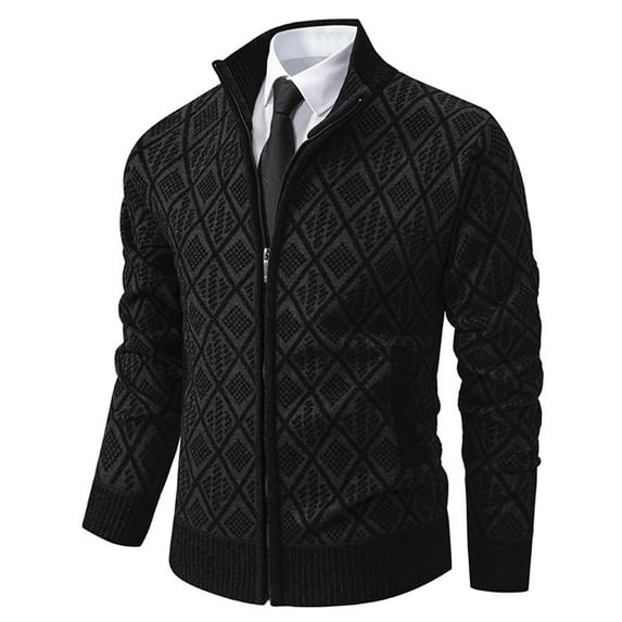 Awdenio Cardigan Sweaters for Men New Arrival Zipper Slim Fit Casual Long Sleeve Turtleneck Pullover Mock Neck Quilted Knitwear Sweater Cardigan Jacket