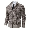 thumbnail image 1 of Awdenio Cardigan Sweaters for Men New Arrival Zipper Slim Fit Casual Long Sleeve Turtleneck Pullover Mock Neck Quilted Knitwear Sweater Cardigan Jacket, 1 of 9