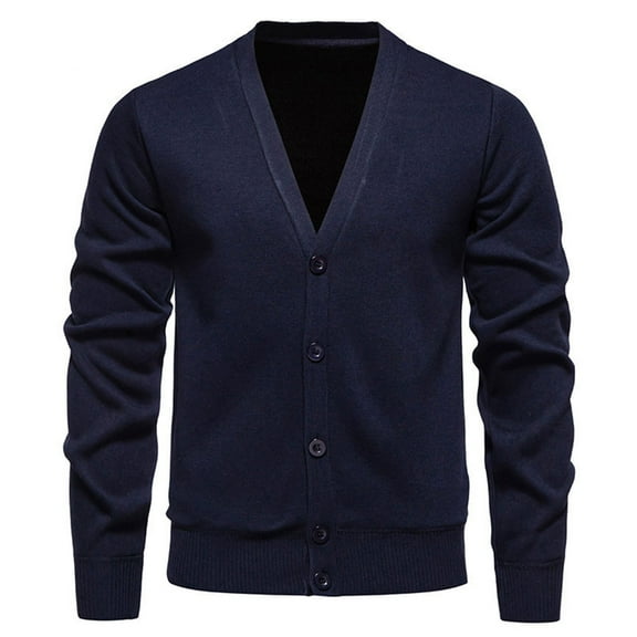 Awdenio Cardigan Sweaters for Men Cardigan Sweater V Neck Casual Soft Long Sleeve Button Down Knitted Winter Sweater,Size 4XL