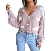 Awdenio Cardigans for Women Plus Sizes, Women Fashion Casual Baiyun Knitted Cardigan Loose Long Sleeve Sweater Deals