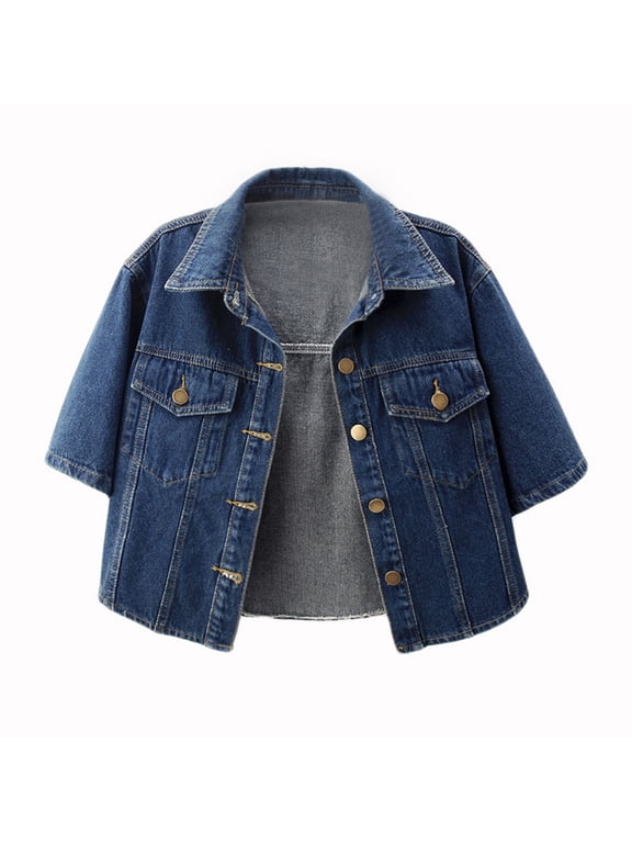 Cardigans for Women Plus Sizes, Women Short Sleeve Versatile Short Sleeved Denim Jacket Thin Shawl Top