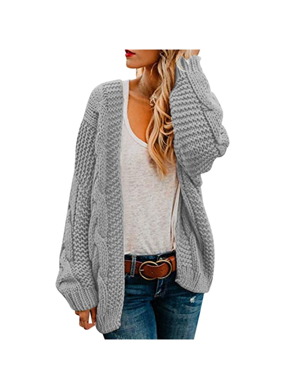 Cardigans for Women Plus Sizes, Women's Cardigan Color Coarse Knit Loose Oversized Knitwear