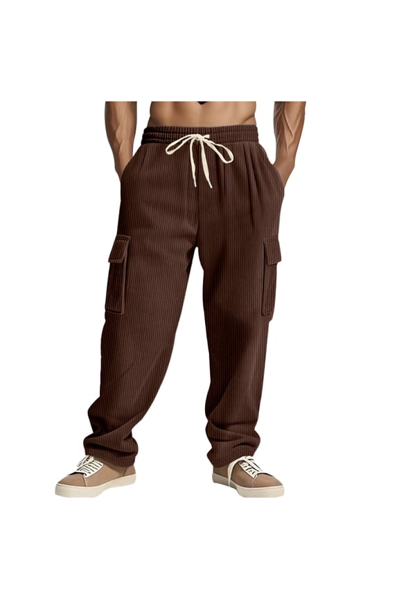 Cargo Pants for Men Casual Lightweight Elastic Waist Drawstring Tapered Pant with Pockets
