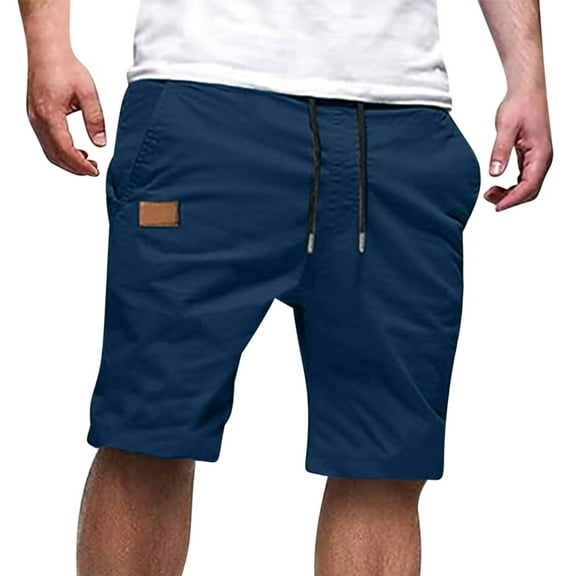 Awdenio Cargo Pants for Men Elastic Waist Relaxed Fit Cotton Casual Outdoor Lightweight Work Shorts Multi-Pockets