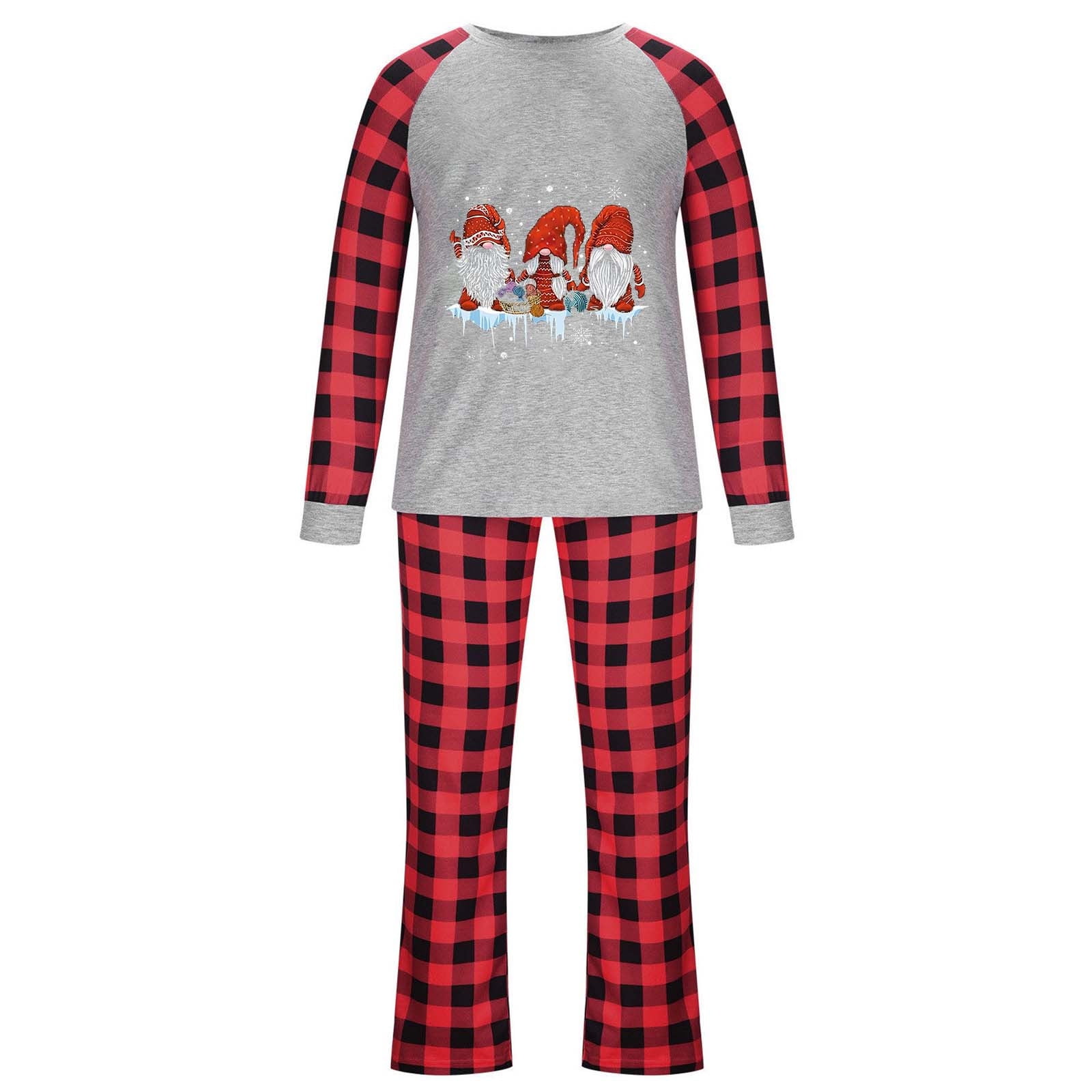 Awdenio Christmas Family Matching Pjs Sets Letter Print Top and Plaid