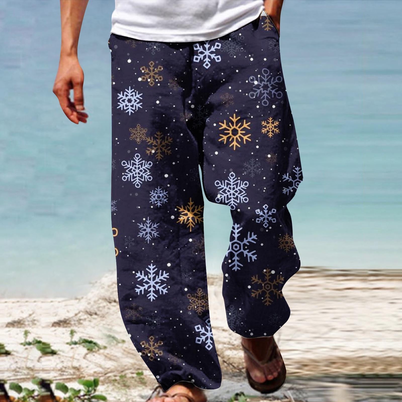 Awdenio Christmas Pajama Pants Snowflakes Graphic Lounge Home Trousers