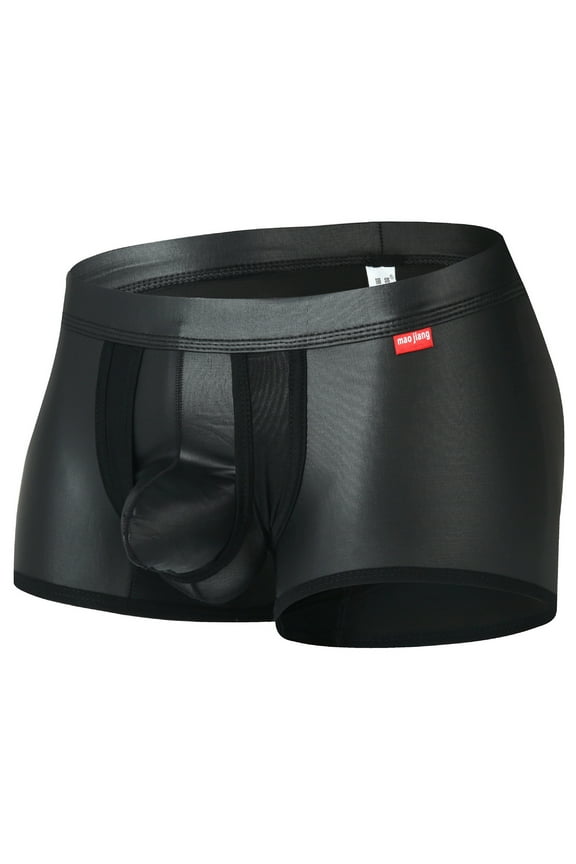 Briefs for Men Men's Sexy Patent Leather Comfortable Back Empty Boxer Pants Breathable Sexy Panties