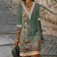 thumbnail image 1 of Awdenio Clearance Dresses for Women Plus Size Women's V-Neck Fashion Casual Temperament Pullover Lace Middle Sleeve Print Loose Dress, 1 of 6