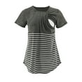 thumbnail image 1 of Awdenio Clearance Ladies Clothe Fashion Solid Color Stripe Print Short Sleeve Maternity Breastfeeding Top, 1 of 9