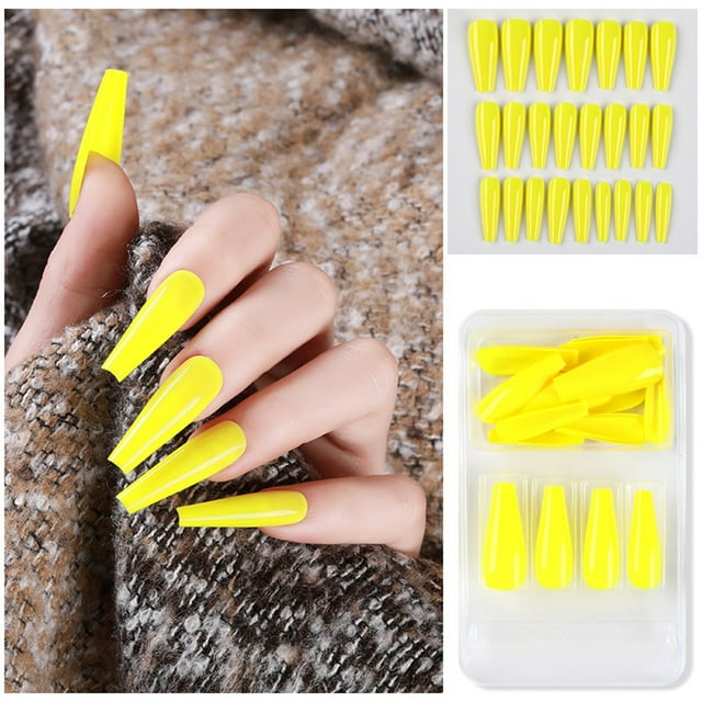 Awdenio Clearance Sales 24pcs Long Fake Nails - Acrylic Coffin Shaped ...