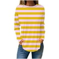 thumbnail image 1 of KIHOUT Tops, Women Tunic Tops for Leggings Striped Print Shirt Casual Long Sleeve Round Neck Loose Tunics Blouse, 1 of 4