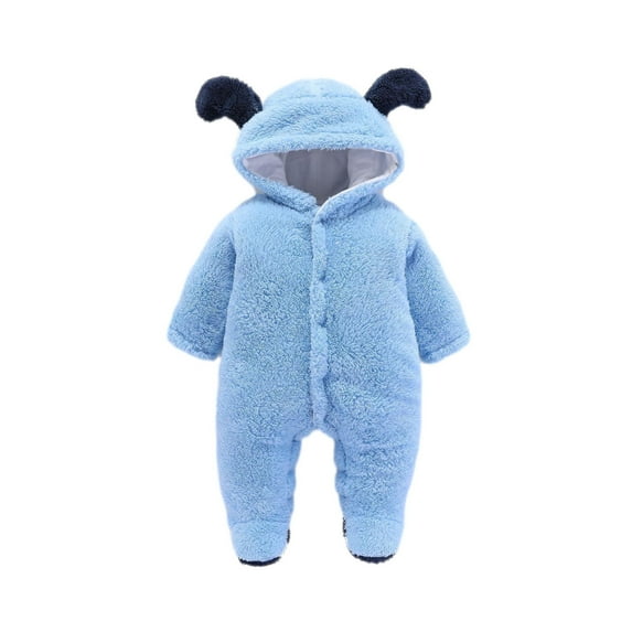 Awdenio Cute Outfits Newborn Baby Winter Girls Boys Clothes Warm Bear Ears Overall Rompers Hooded Jumpsuit