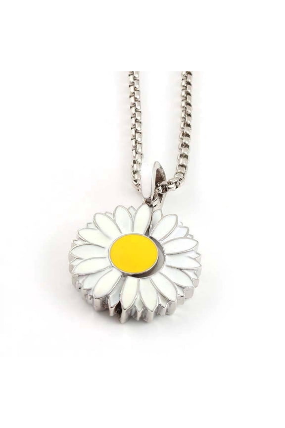 Daisy Locket Necklace Sunflower Oil Drop Pendant Double Layer Openable Sunflower Necklace