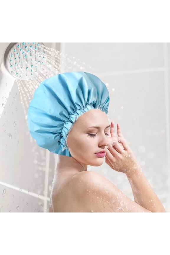 Luxury Shower Cap for Women, Waterproof Reusable Shower Caps Adjustable for Most Heads Size