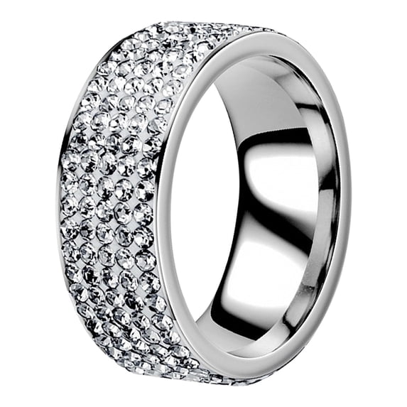 Awdenio Shiny Full Ring Five Rows Cubic Zirconia Rings CZ Multi Row Ring Eternity Engagement Wedding Band Ring for Women